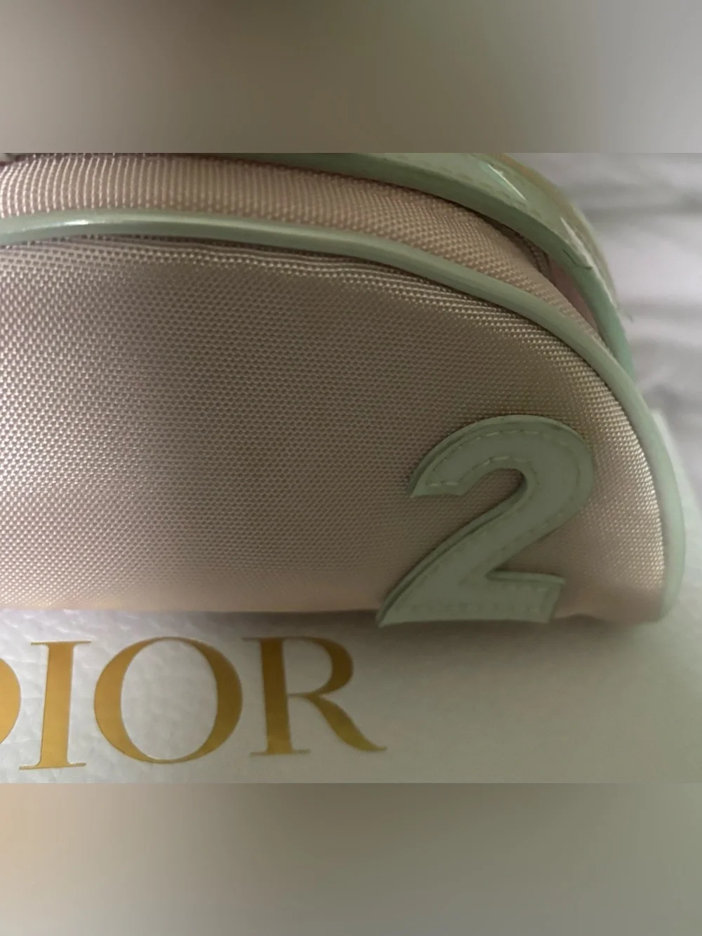 Christian Dior Pink/White Nylon #2 Trousse with Patent Bow Detail - Picture 2 of 10